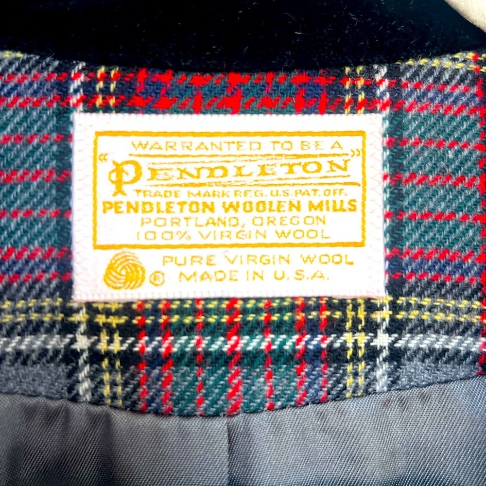 EUC Vintage Pendleton Blazer Womens Plaid Red/Blue/Yellow/Gray/BL velvet collar - Picture 7 of 7